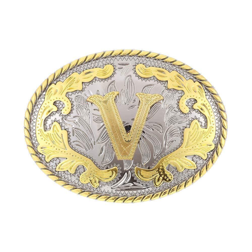 5824 Western Belt Buckle Initial Letters ABCDEFG to Y-Cowboy Rodeo Gold